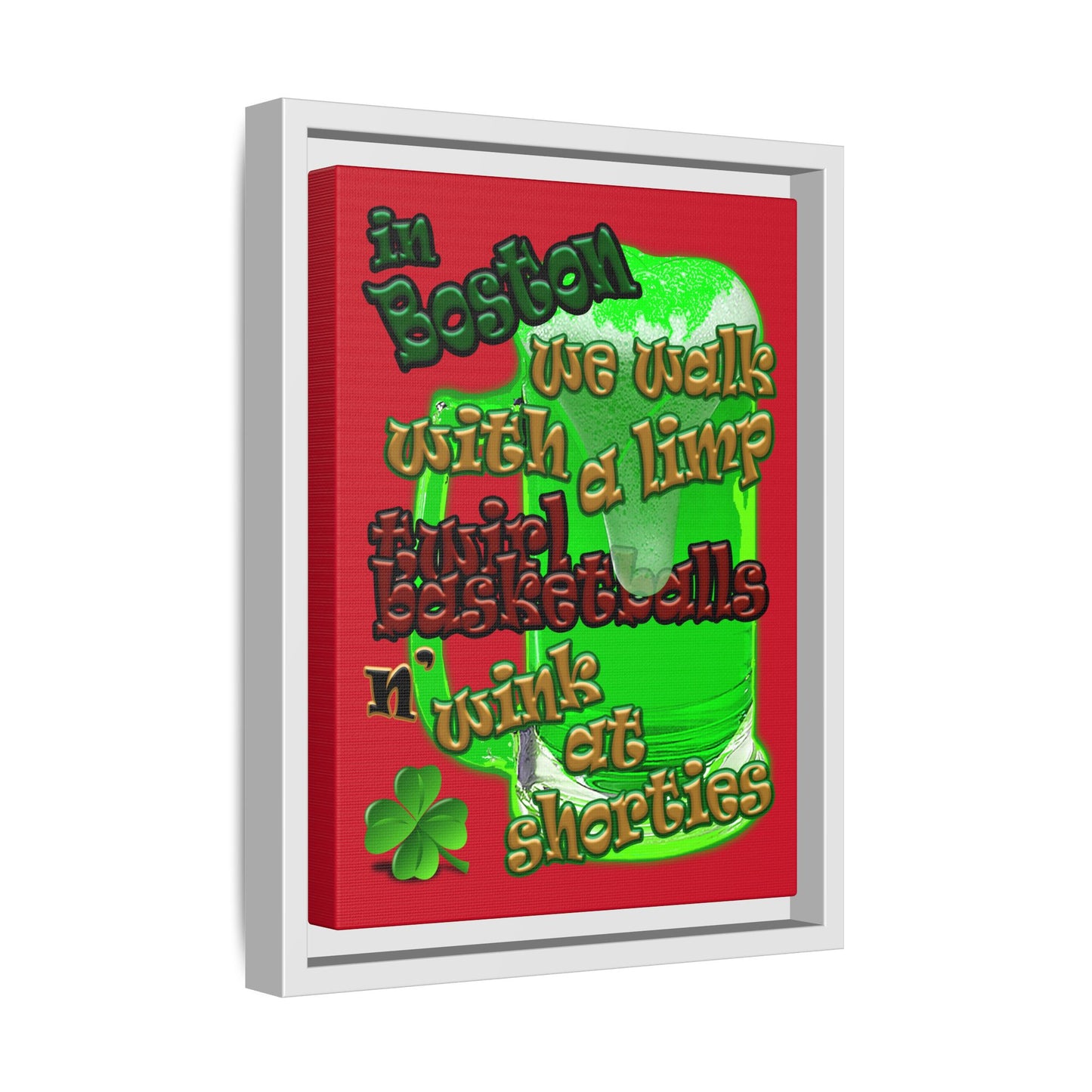 celtics logo - framed canvas art (dark red)