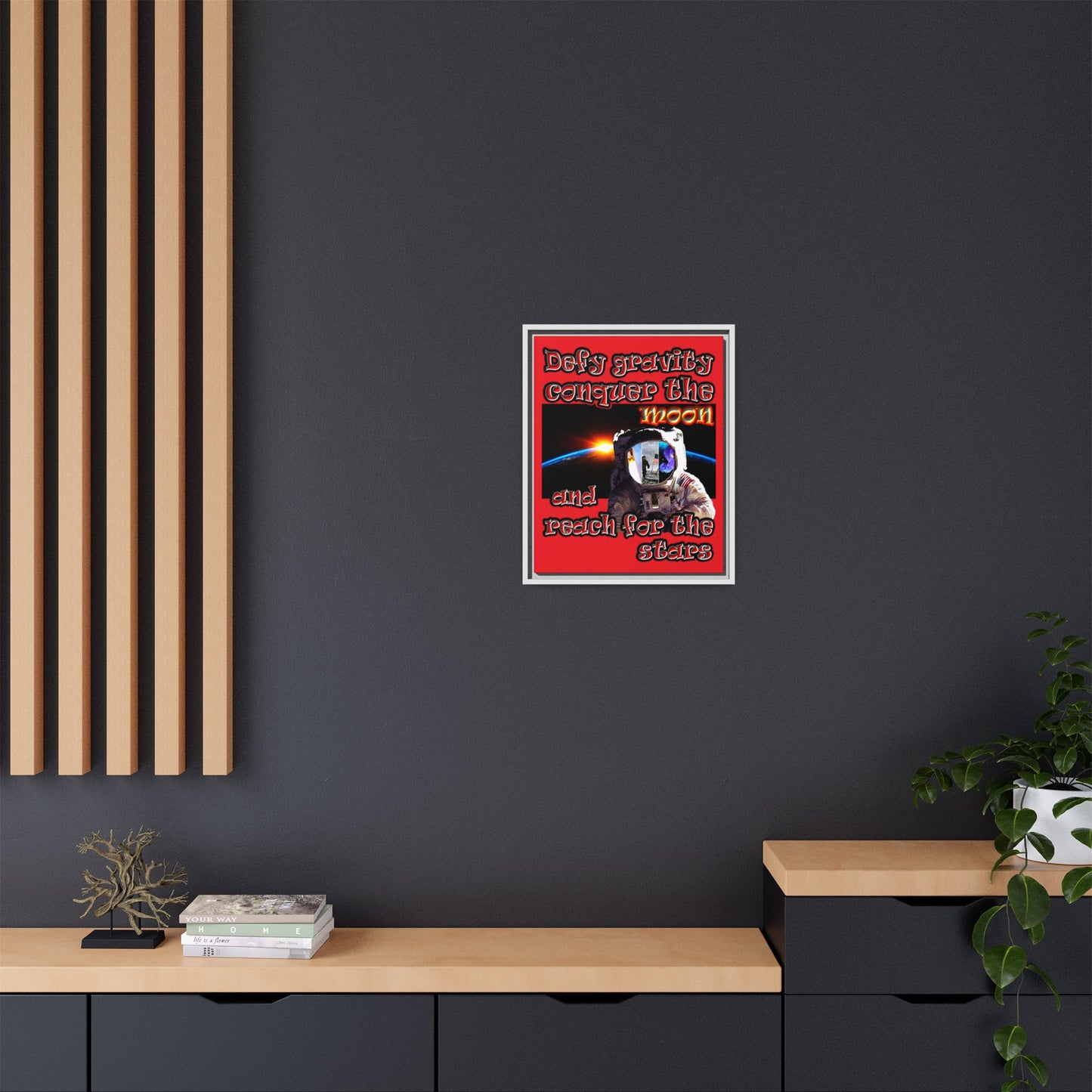 defy conquer reach - framed canvas art (red)