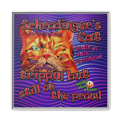 schrodinger's cat - framed canvas art (purple wave)