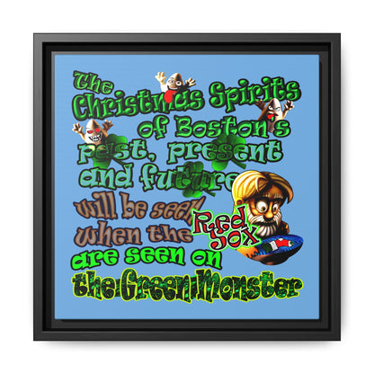 christmas spirits of boston - framed canvas art (light blue)