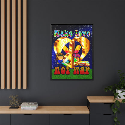 love peace - framed canvas art ('snoops' background)