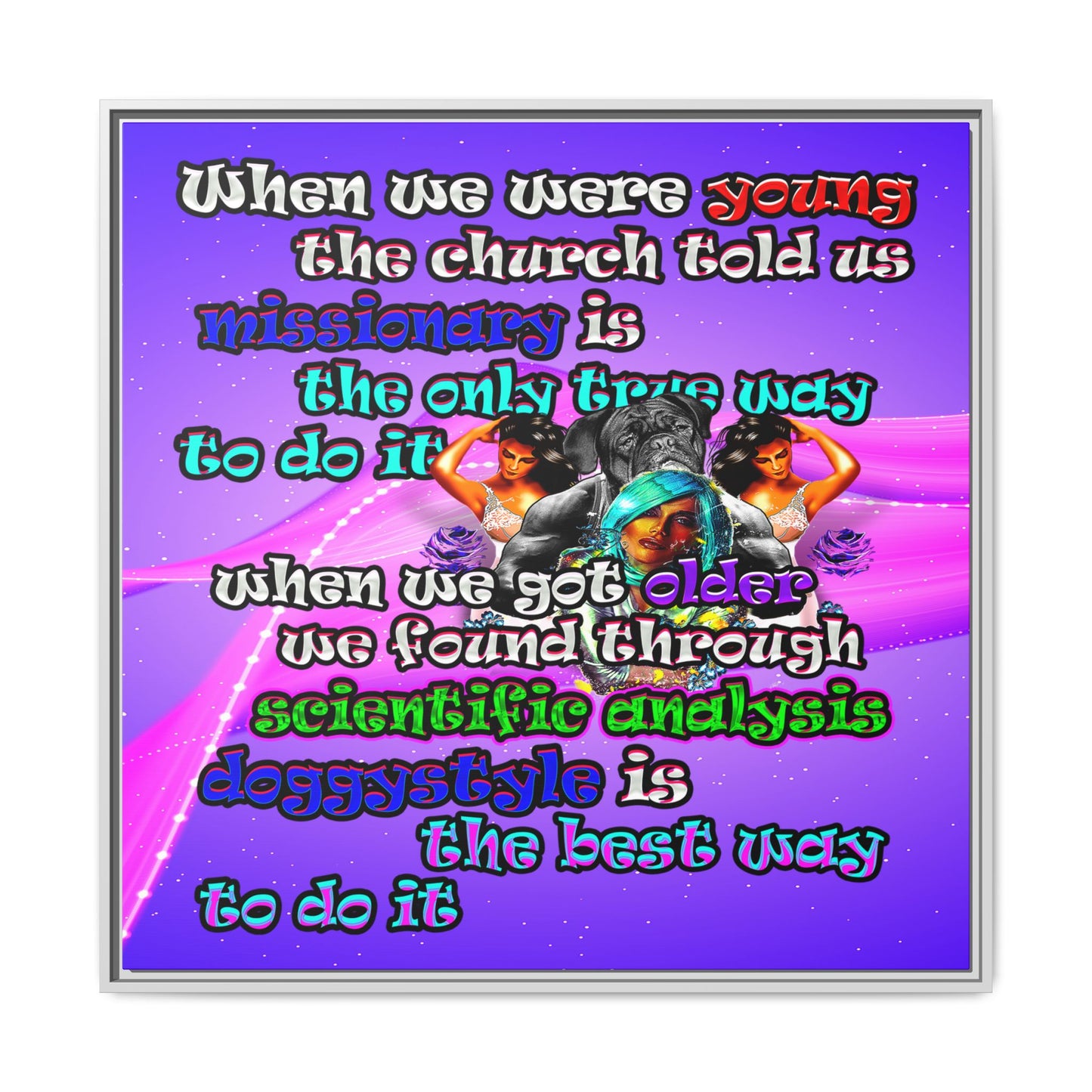 doggystyle - framed canvas art (purple-pink wave)