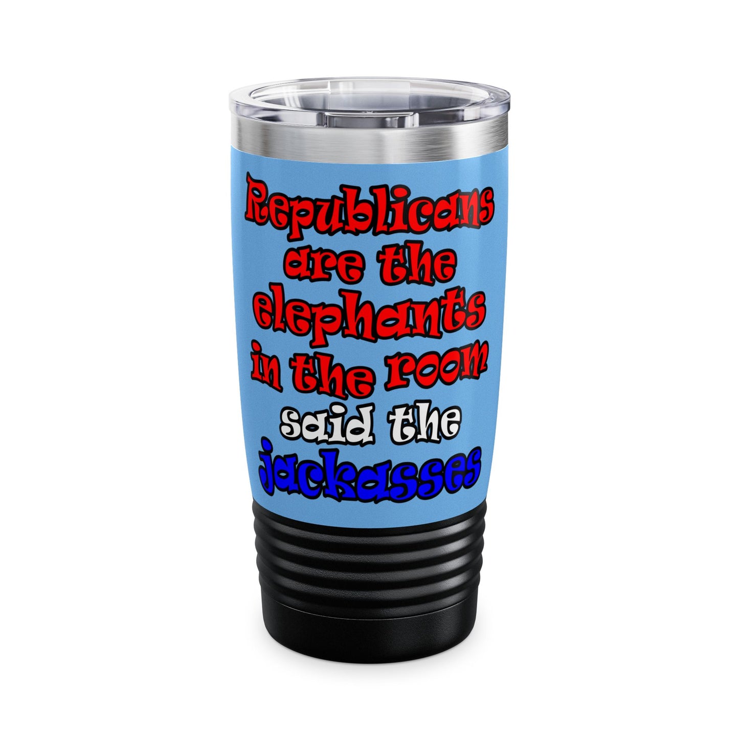 donkeys and elephants - Ringneck Tumbler, 20oz (light blue)