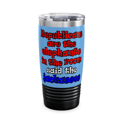 donkeys and elephants - Ringneck Tumbler, 20oz (light blue)