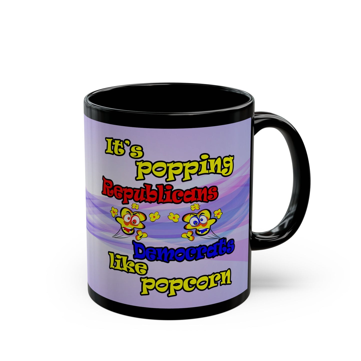 popping like popcorn - Black Mug (light blue-pink wave)