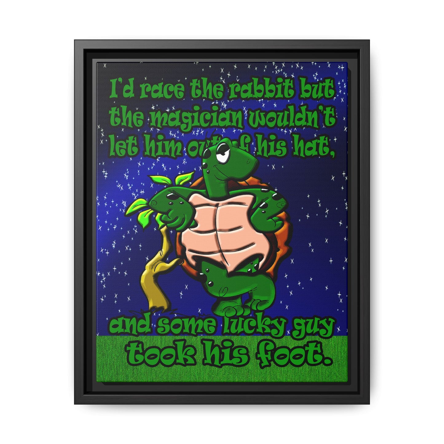 turtle race - framed canvas art ('snoops' background)