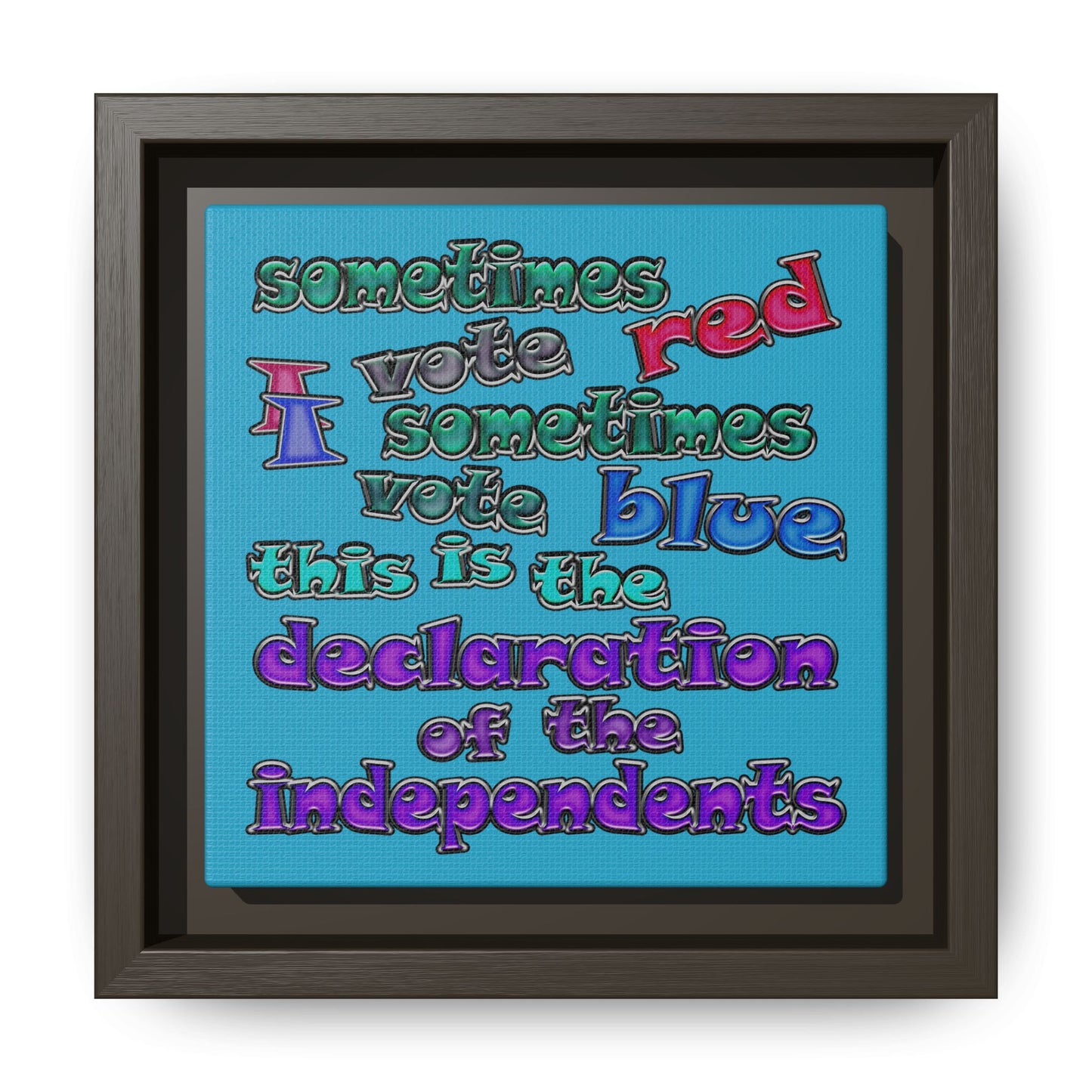 declaration of the independents - framed canvas art (turquoise)