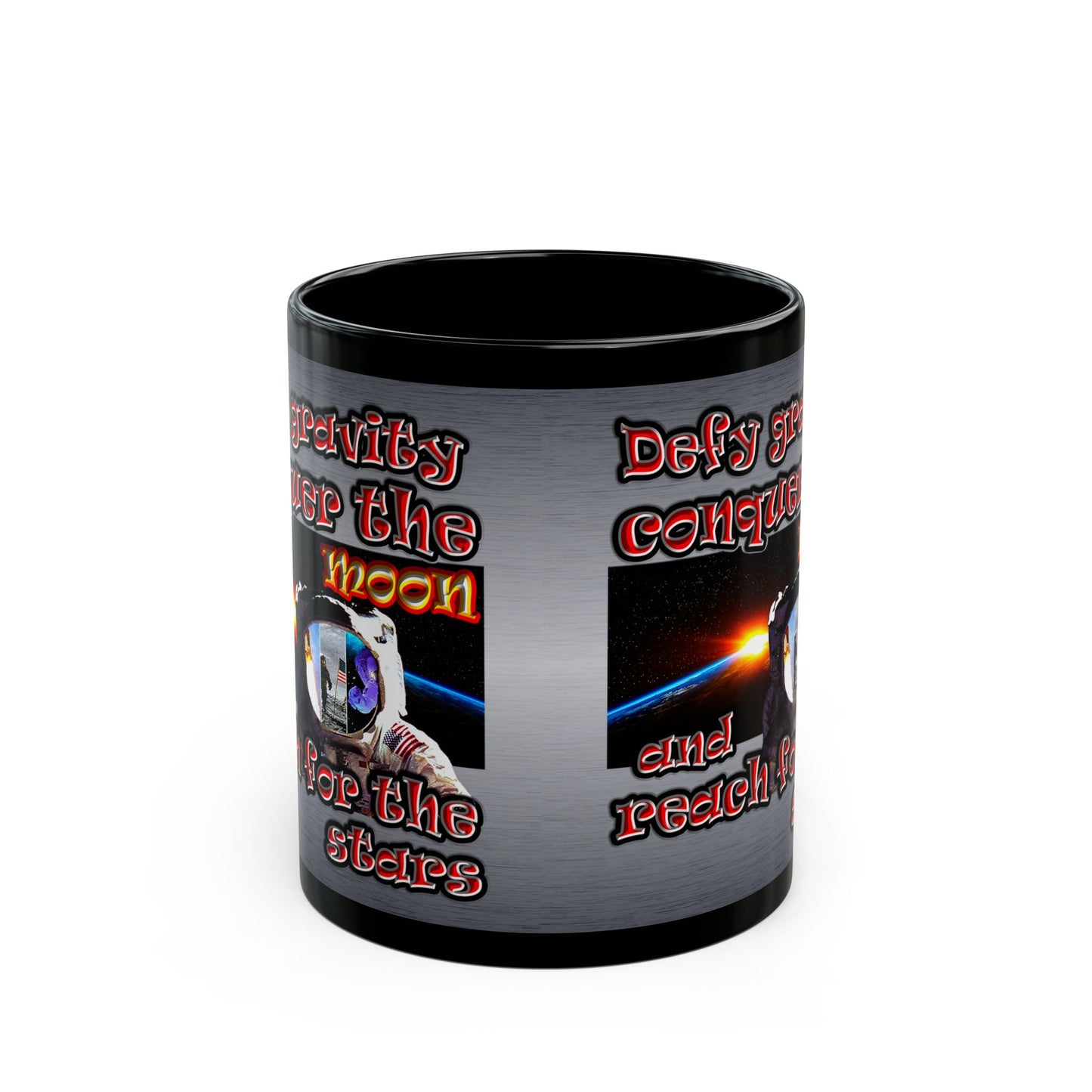 defy conquer reach - Black Mug (brushed nickel)