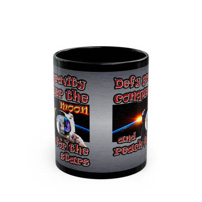 defy conquer reach - Black Mug (brushed nickel)