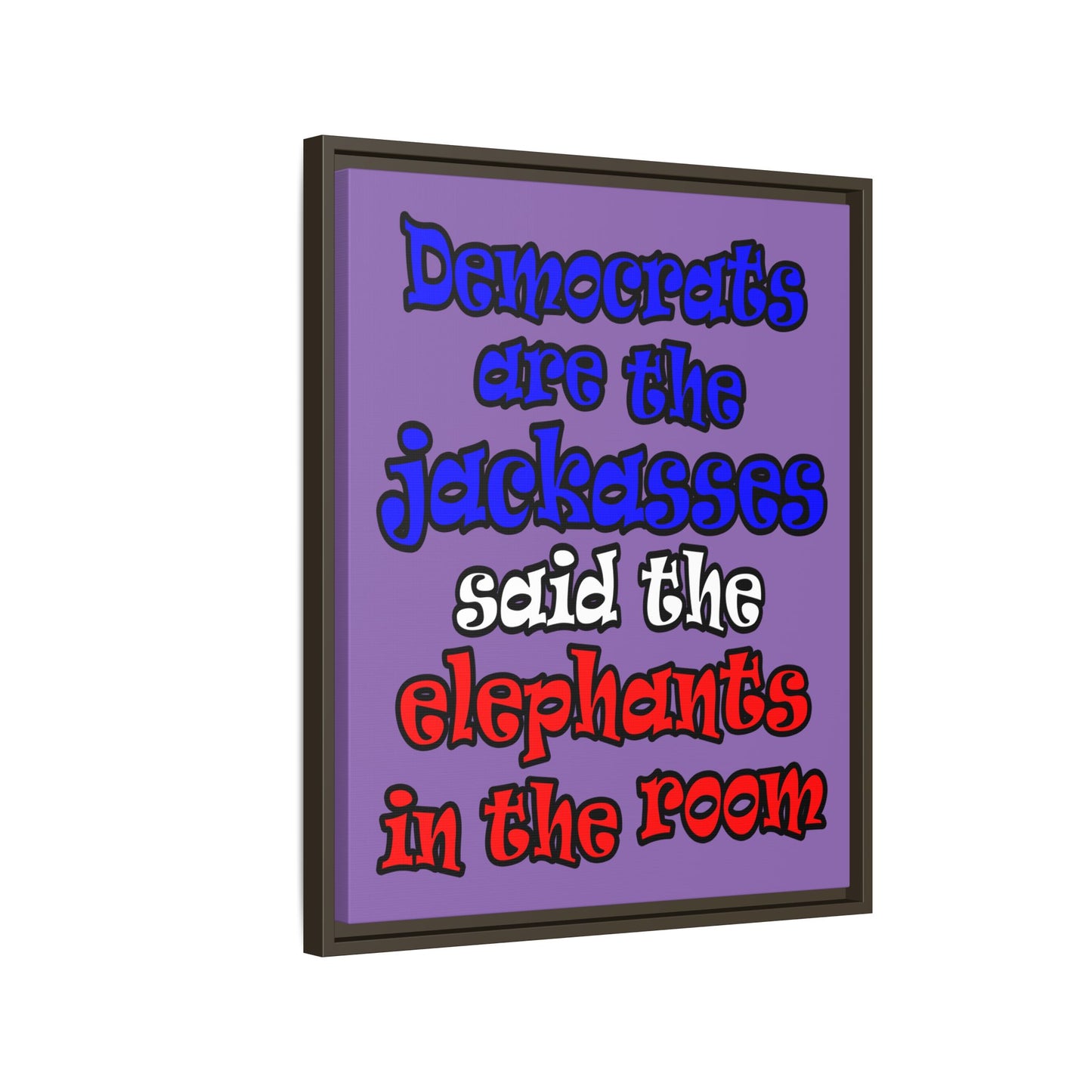 donkeys and elephants - framed canvas art (light purple)