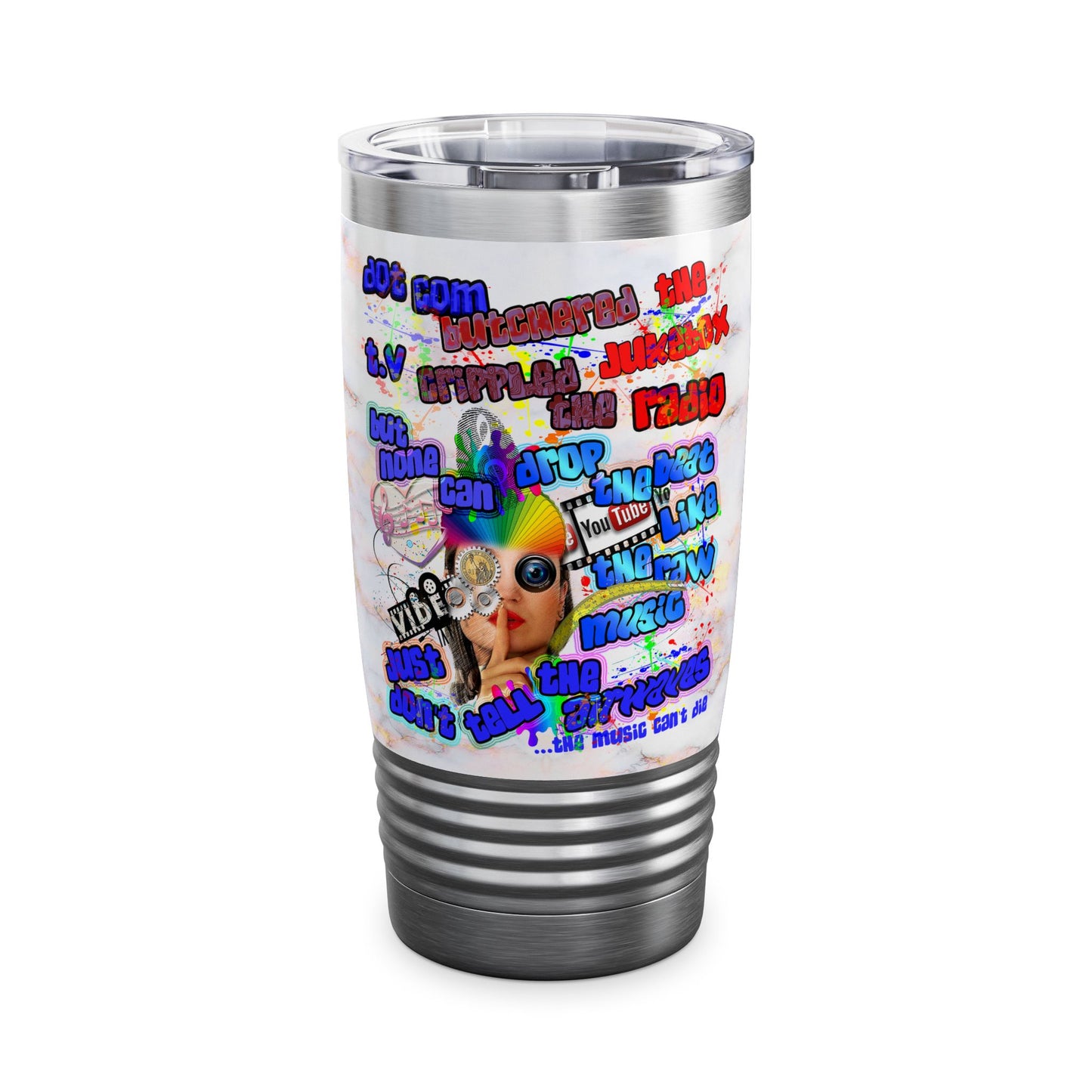 drop the beat - Ringneck Tumbler, 20oz  (white marble)