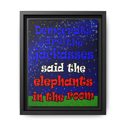 donkeys and elephants - framed canvas art ('snoops' background)