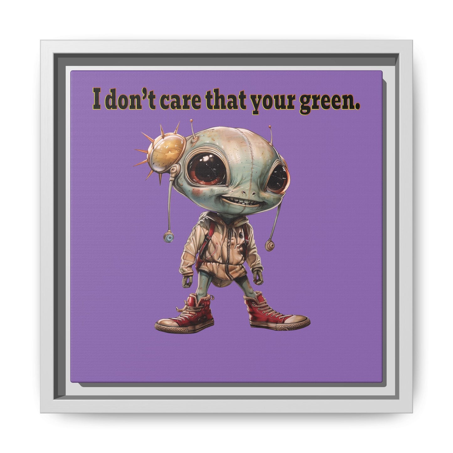 I don't care that your green - framed canvas art (light purple)