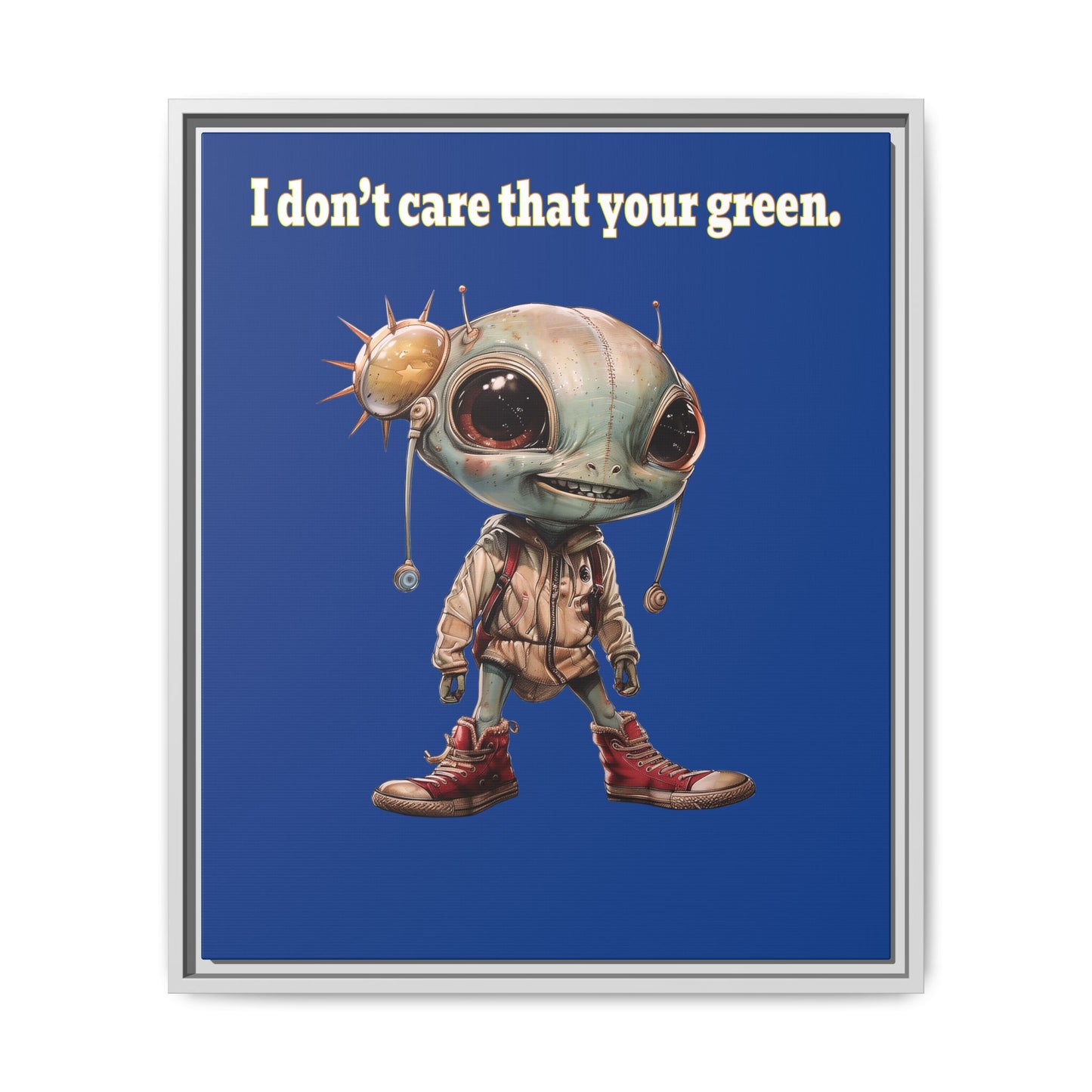 I don't care that your green - framed canvas art (dark blue)