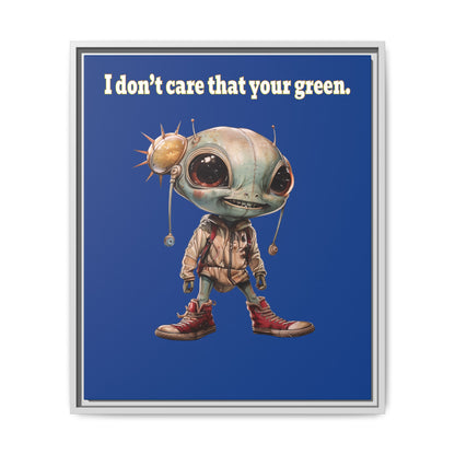 I don't care that your green - framed canvas art (dark blue)
