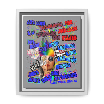 drop the beat - framed canvas art (grey)