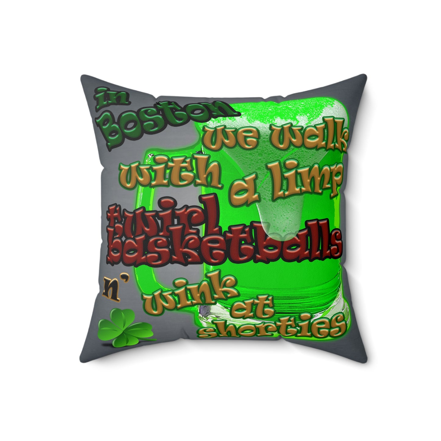 celtics logo - Spun Polyester Square Pillow - (grey-light grey)