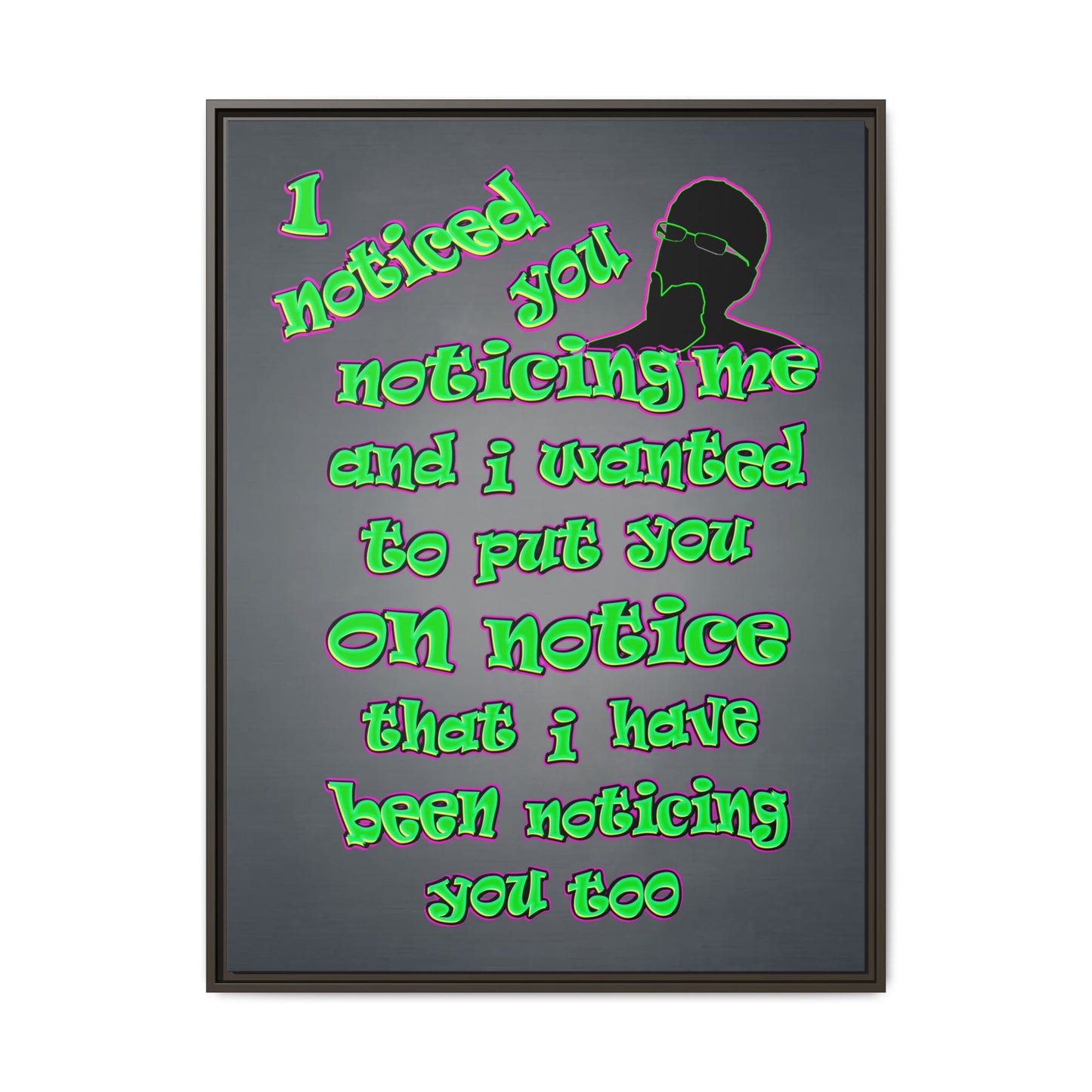noticed you noticing - framed canvas art (grey-light grey)