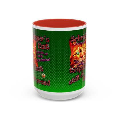 schrodinger's cat - Accent Mug (logo green)