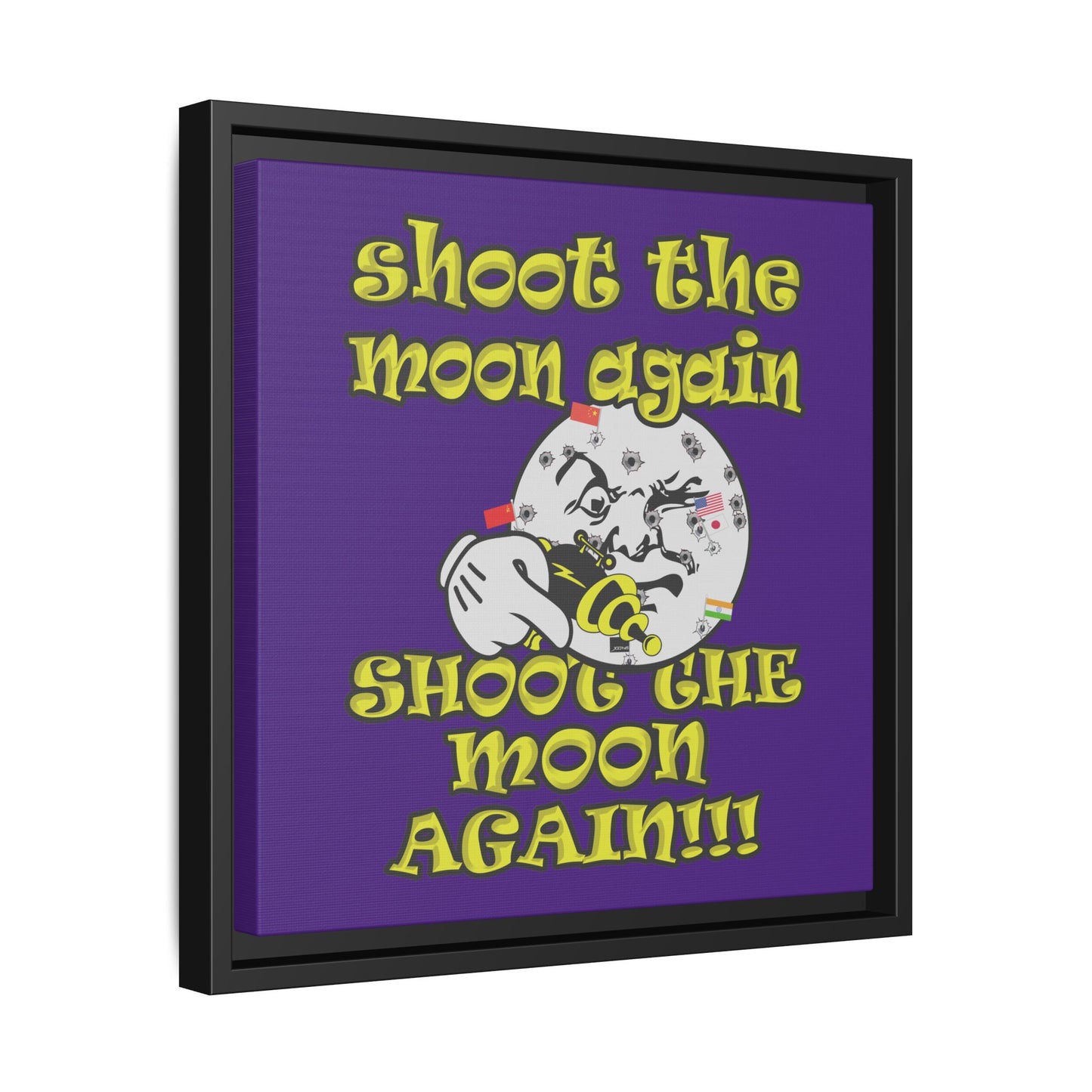 shoot the moon again - framed canvas art (purple)