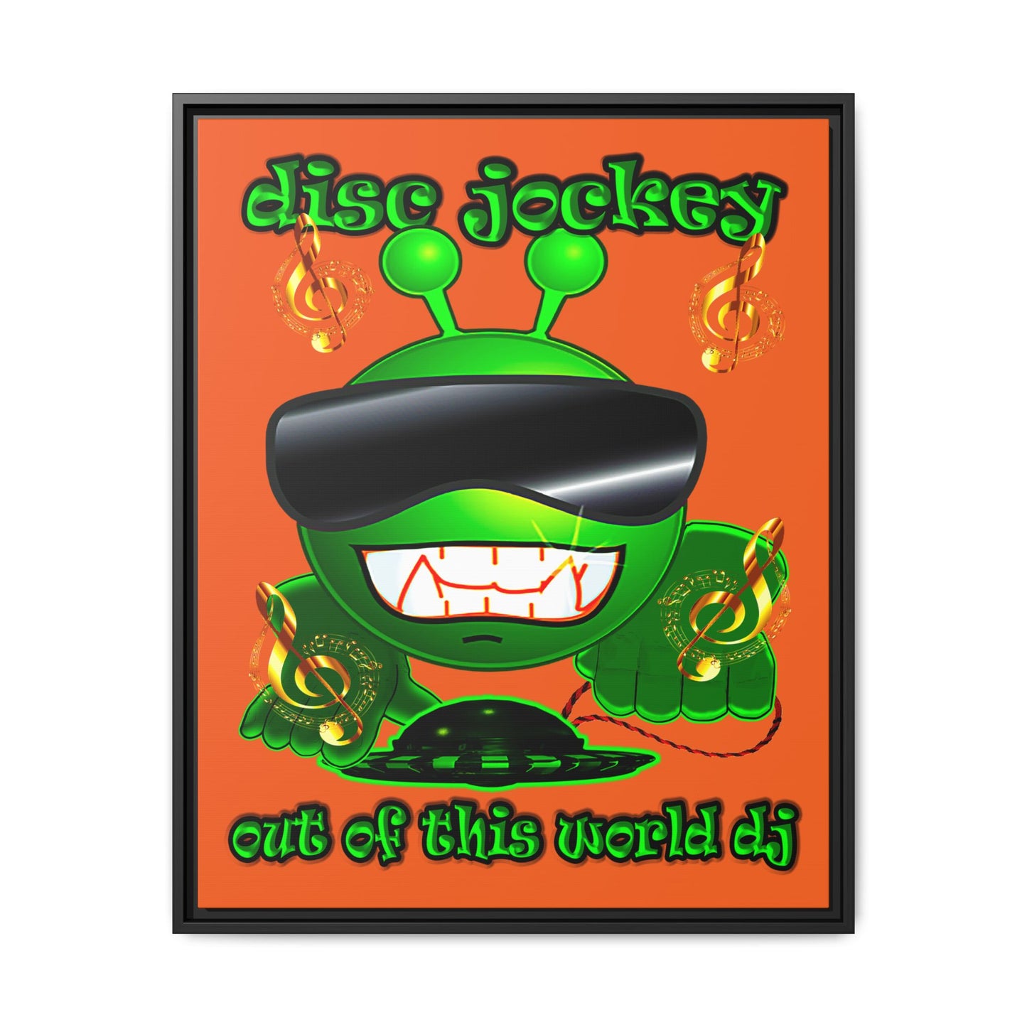 disc jockey - framed canvas art (orange)