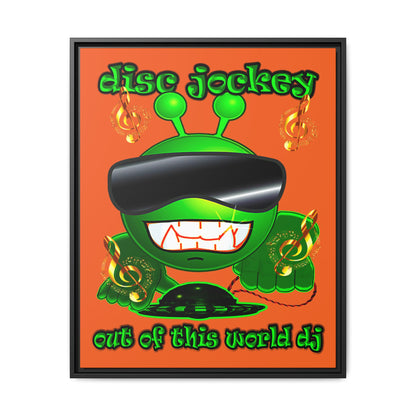 disc jockey - framed canvas art (orange)