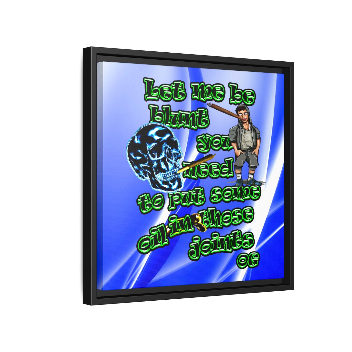 og - framed canvas art (blue-white wave)