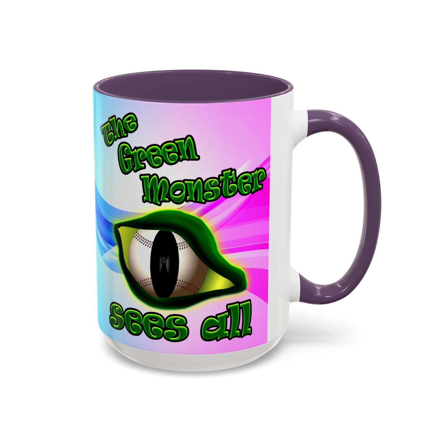 green monster - Accent Mug (light blue-pink wave)