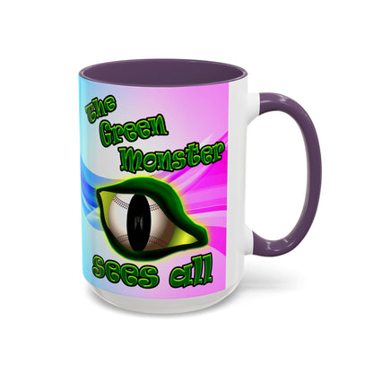 green monster - Accent Mug (light blue-pink wave)