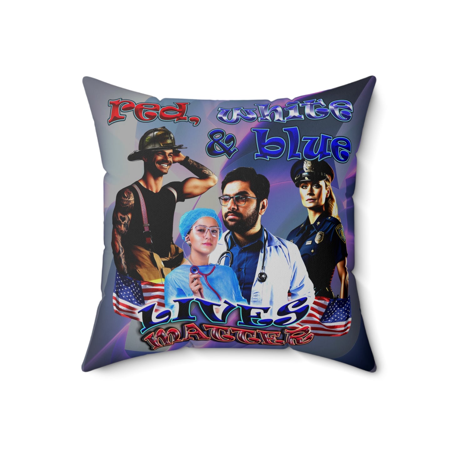 rw&b lives matter - Spun Polyester Square Pillow - (grey-pink wave)