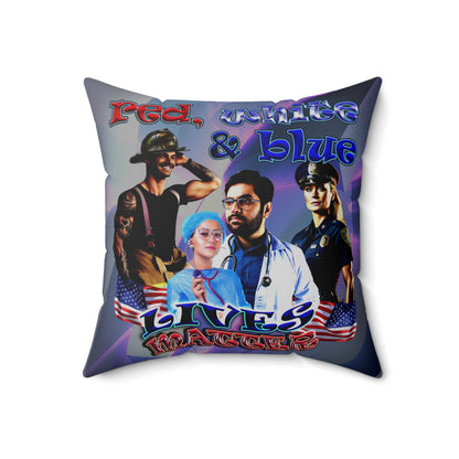 rw&b lives matter - Spun Polyester Square Pillow - (grey-pink wave)