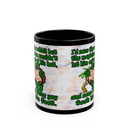 turtle race - Black Mug (white marble)