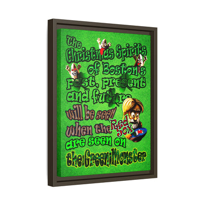 christmas spirits of boston - framed canvas art (green turf)