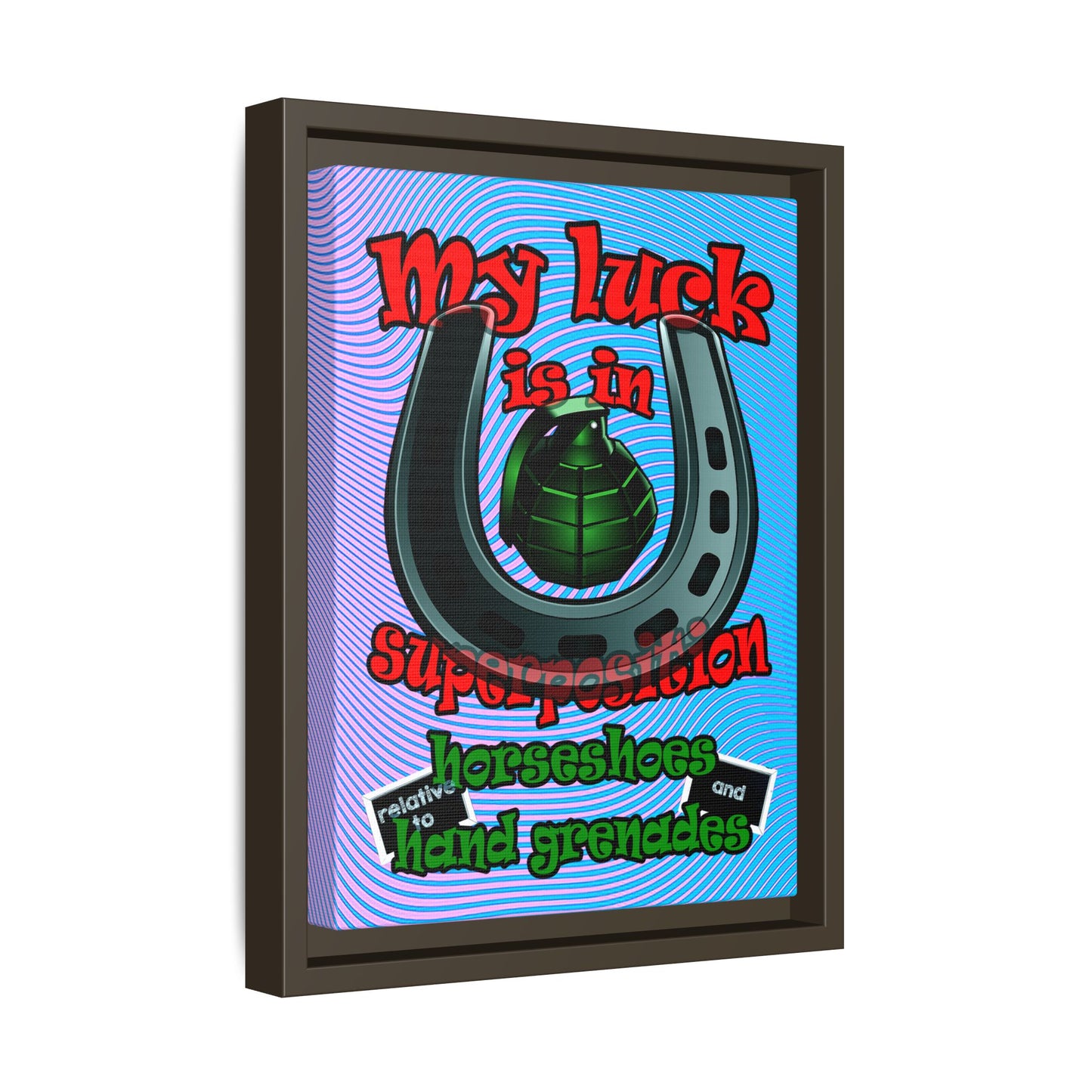 my luck - framed canvas art (light blue-purple wave)