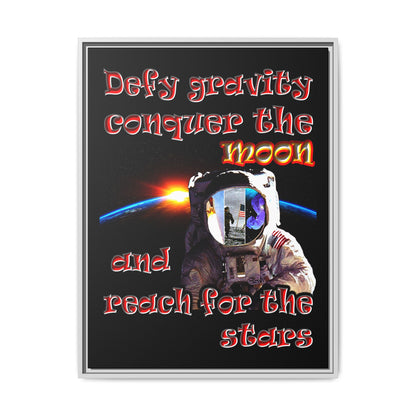 defy conquer reach - framed canvas art (black)