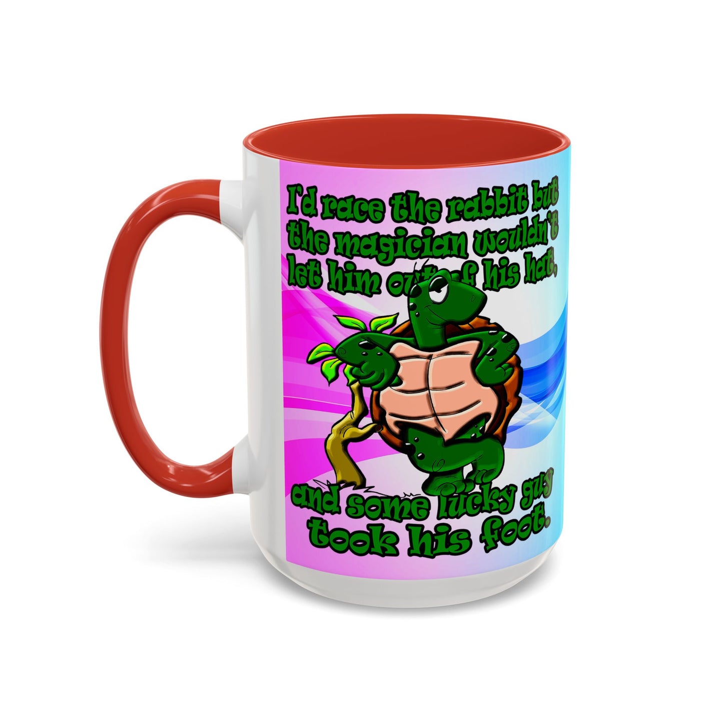 turtle race - Accent Mug (light blue-pink wave)