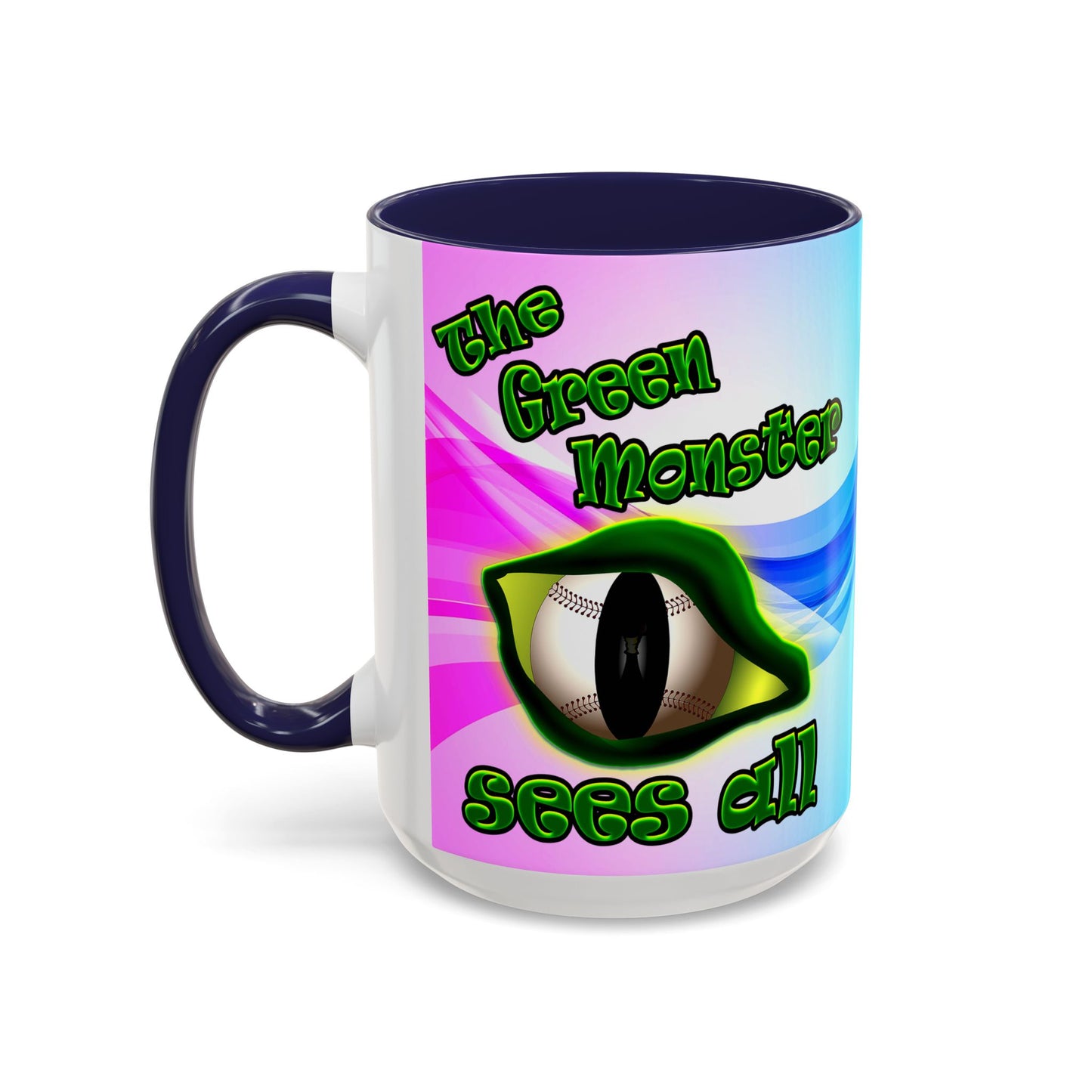 green monster - Accent Mug (light blue-pink wave)