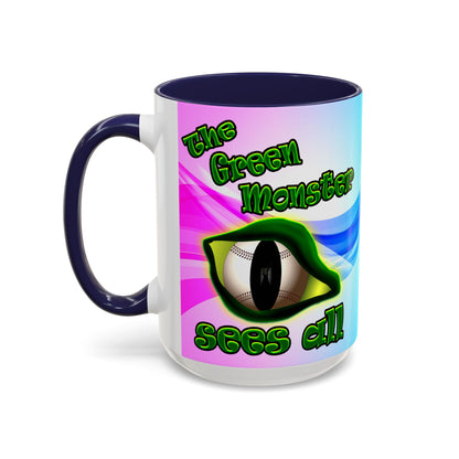 green monster - Accent Mug (light blue-pink wave)
