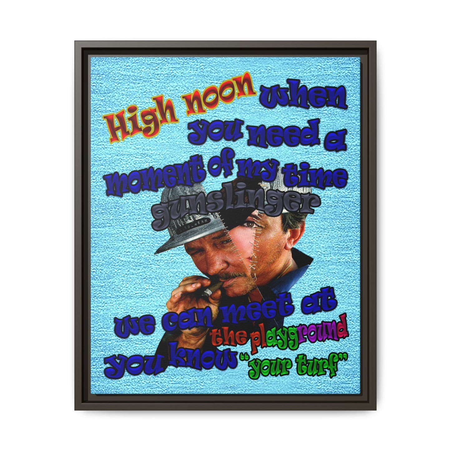 high noon - framed canvas art (faded blue)