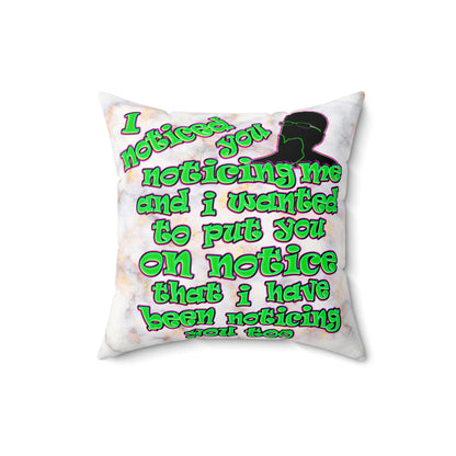noticed you noticing - Faux Suede Square Pillow - (white marble)