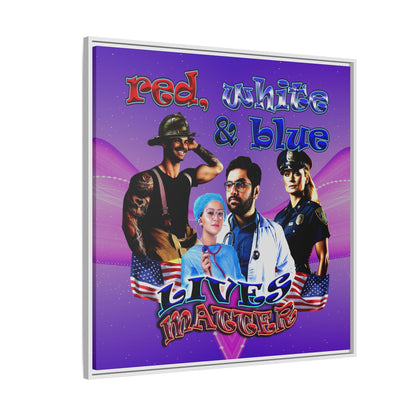 rw&b lives matter - framed canvas art (purple-pink wave)
