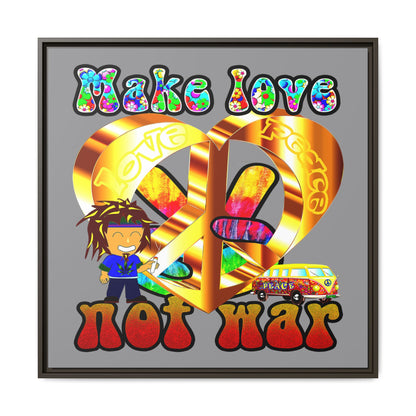 love peace - framed canvas art (grey)