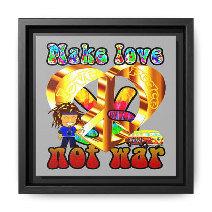love peace - framed canvas art (light grey)
