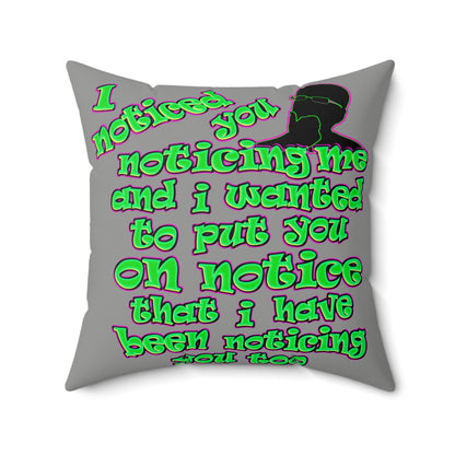 noticed you noticing - Faux Suede Square Pillow - (grey)