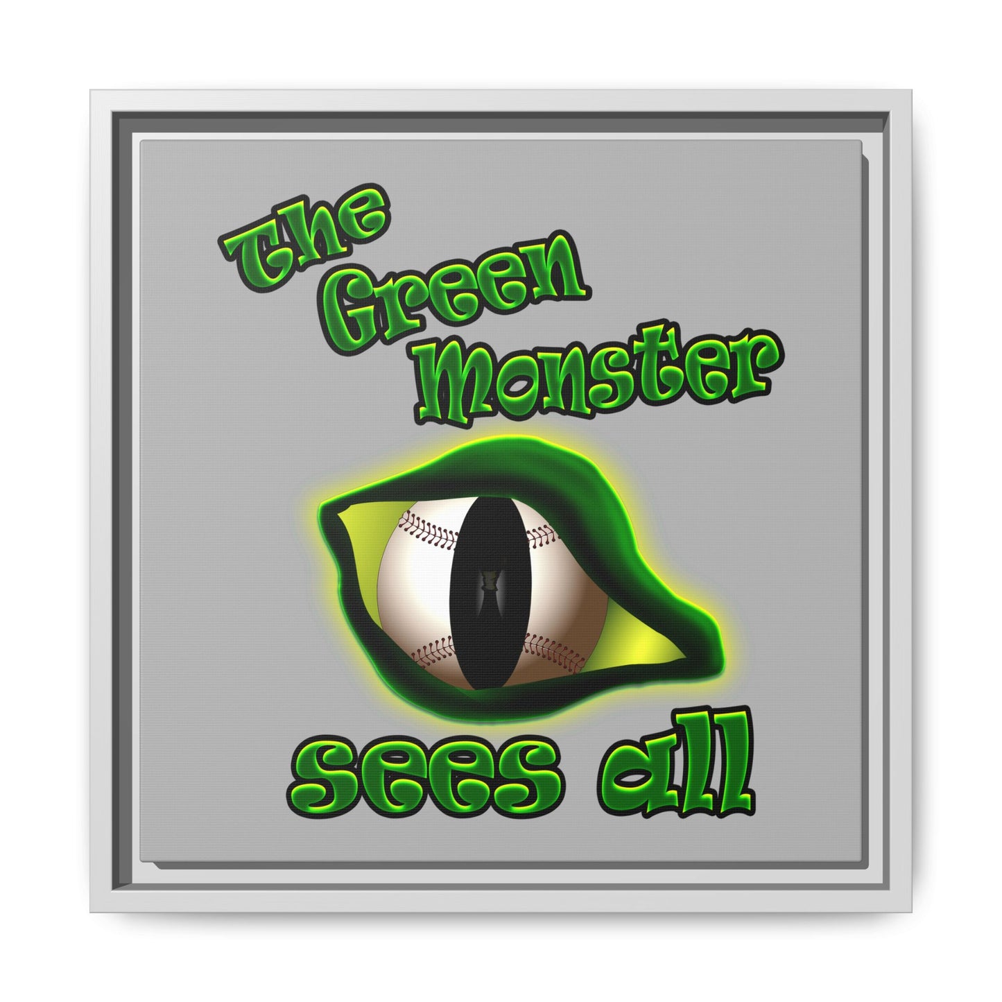 green monster - framed canvas art (light grey)