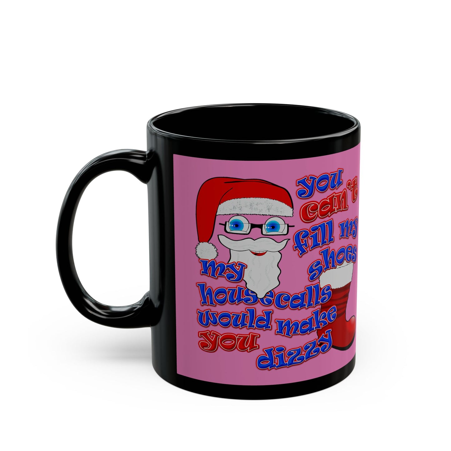santa's shoes - Black Mug (light pink)