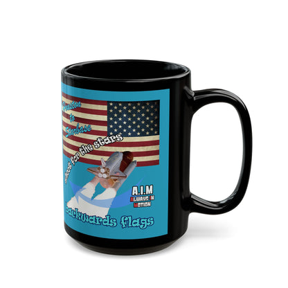 shoot for the stars - Black Mug (turquoise)