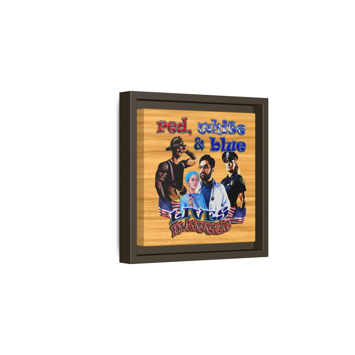 rw&b lives matter - framed canvas art (butterscotch wood finish)