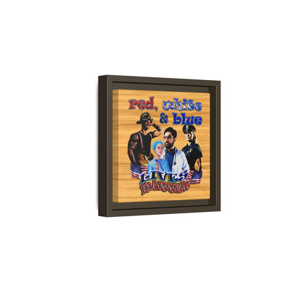 rw&b lives matter - framed canvas art (butterscotch wood finish)