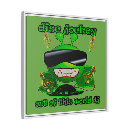 disc jockey - framed canvas art (green)